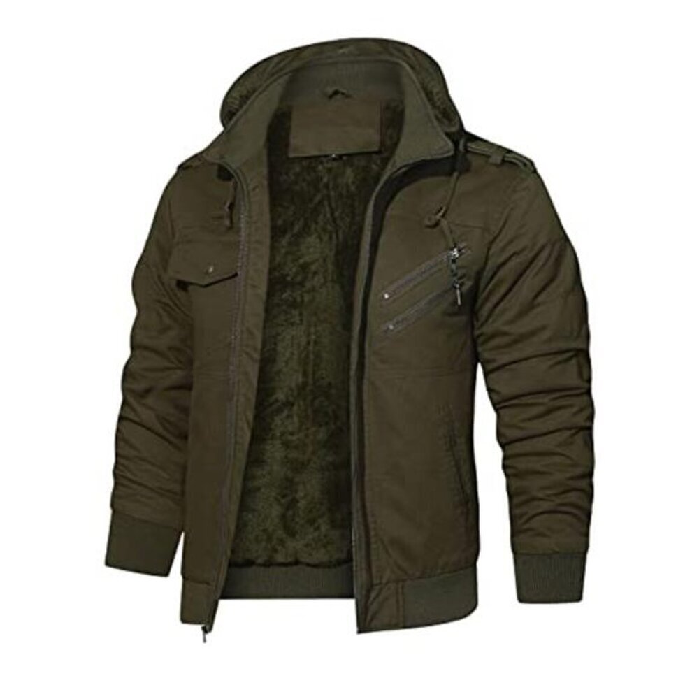 Tactical Fleece Lined Cargo Jacket for Men Winter